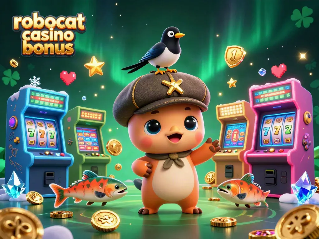 Elevate your gaming with the robocat casino bonus featuring characters in a vibrant casino setting.