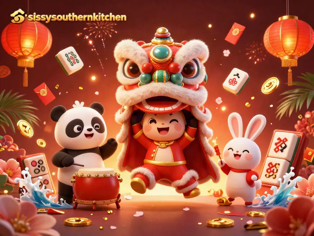 Sissyssouthernkitchen celebrates with lucky 7s and vibrant casino elements in a festive 3D dragon dance scene.